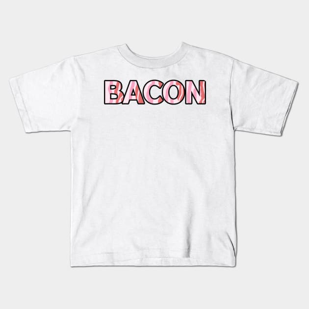 streaky bacon strips font rashers pig pork Kids T-Shirt by Captain-Jackson